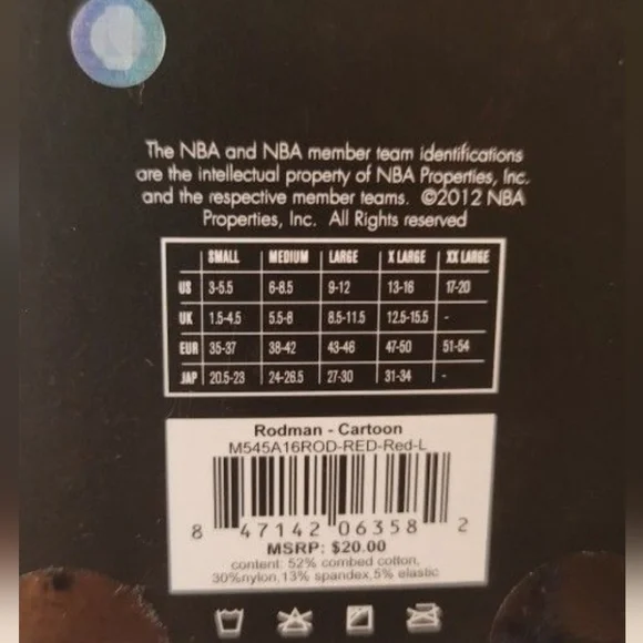 Stance HW Classics NBA Legend Dennis Rodman Combed Cotton Socks Fit 9-12 - Picture 5 of 6